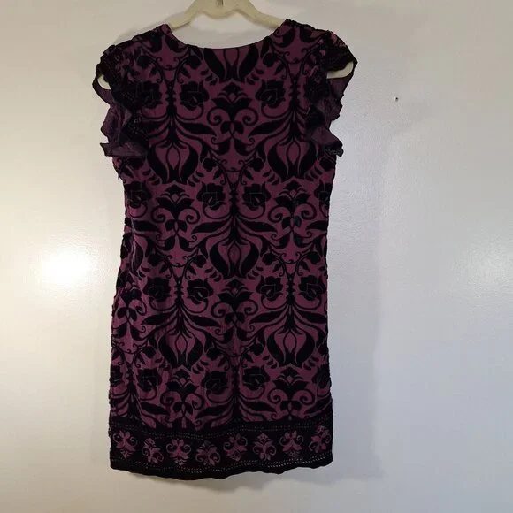 Hale Bob Purple Floral Black Velvet Goth Punk Shirt size XS - Picture 2 of 3